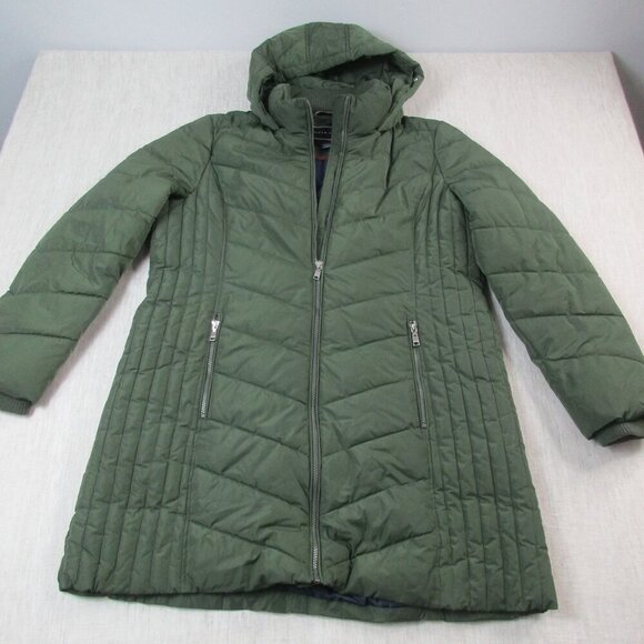 Tommy Hilfiger Puffer Jacket Womens‎ XL Green Zipper Pockets Lined Hooded Zip Up - Picture 6 of 12